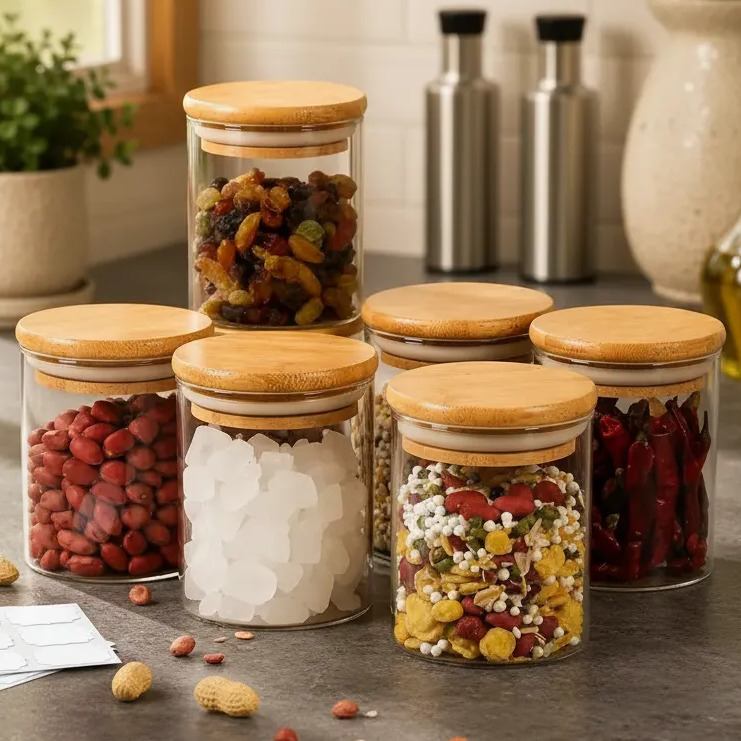 Kit 6 Pote Vidro Porta Temperos Hermético Cozinha + Brinde Vidro/tampa De Bambu