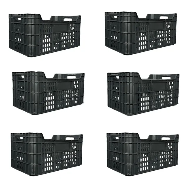 6 Caja Apilable Agrícola Plástica Huacal Contenedor Fruta