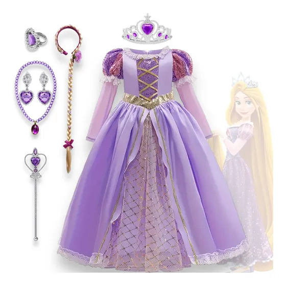 Disfraz Vestido Rapunzel Enredados - Disfraz Princesa Rapunzel Incluye Accesorios