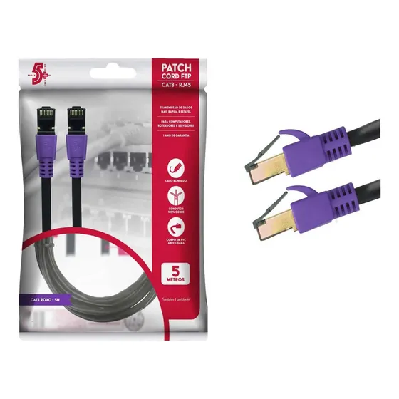 Cabo Patch Info Patch Cord Cat8 Ftp 2000 Mhz 40 Gbps 5m