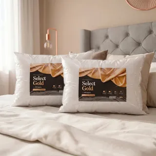 2 Travesseiros 100% Algodão E Antialérgico Select Gold Luxo Branco