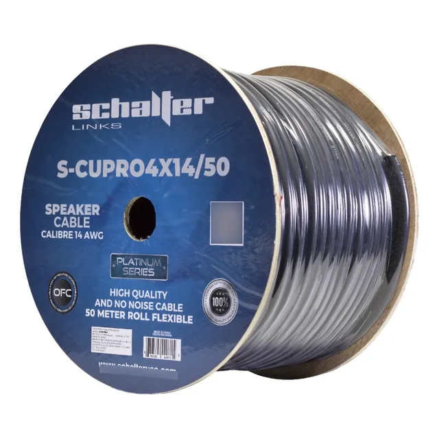 Cable Bocina 100% Cobre Cal 14x4 Hilos Rollo Con 50 Mts Msi