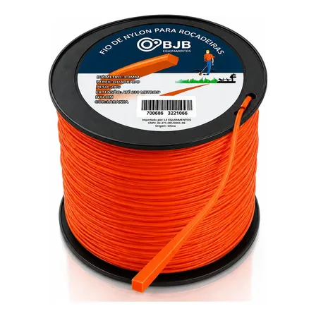 Bobina Fio Nylon Roçadeira 3mm Quadrado 2kg Resistente - BJB equipamentos