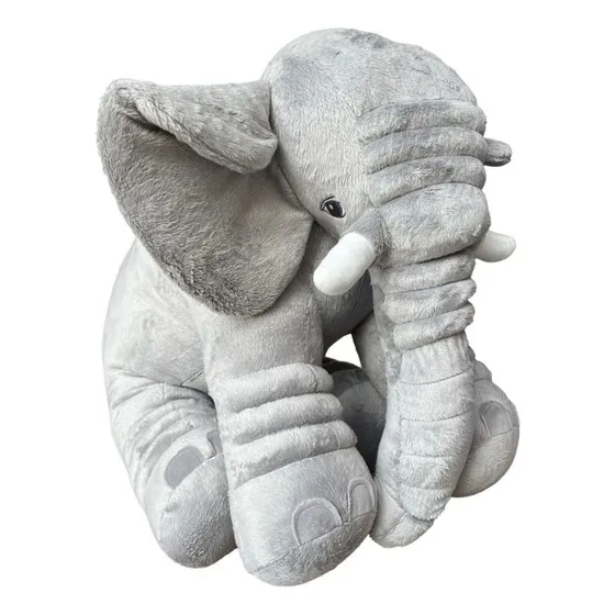 Almofada Travesseiro Elefante Pelúcia Bebê Cinza Dormir 80cm