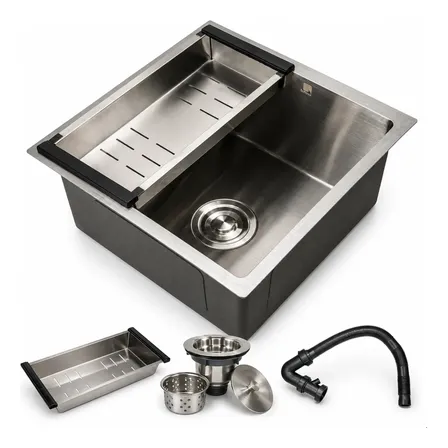 Cuba Pia Cozinha Quadrada Escovada 44x44 Cm Luxo Inox