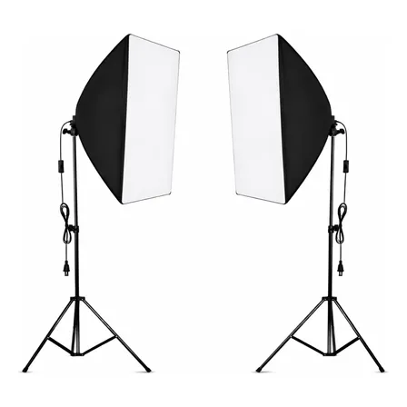 Kit 2 Softbox 50x70 Estudio Foto Tripé 2m E27 Iluminacao