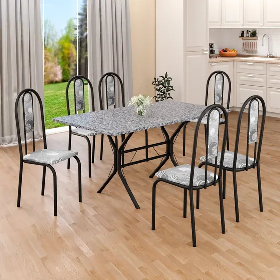 Mesa De Jantar Retangular 140x75cm Tampo Granito Ocre Hcwt