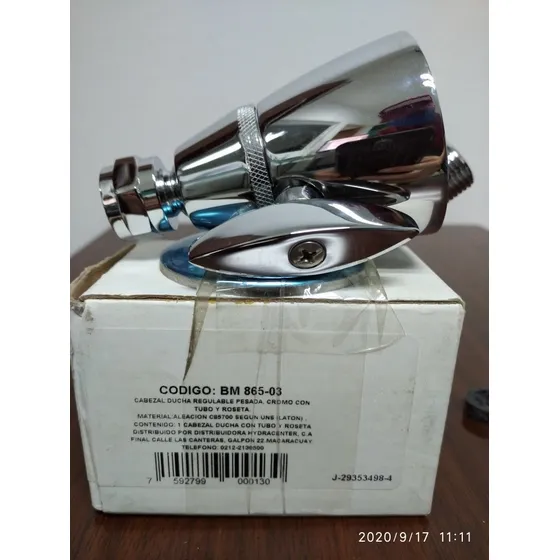 Cabezal Ducha Bm 865-03  Regulable Cromo Con Tubo Y Roseta