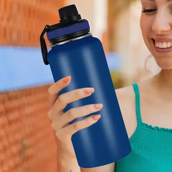 Termo Fría/caliente Botella De Agua 800ml Acero Inoxidable Color Azul