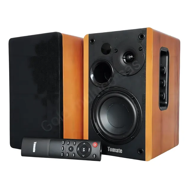 Caixa De Som Tomate Mts-2026, Monitor Ativo Bluetooth, Entradas Rca/usb/óptico, Bivolt, Preto/marrom