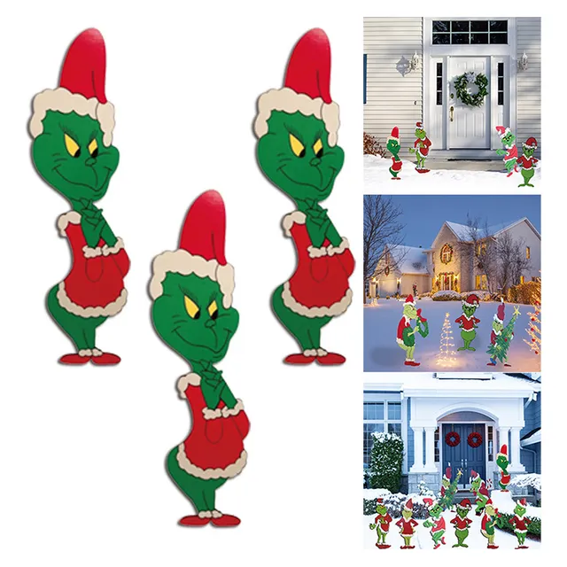 L 3 Piezas De Decoración Navideña De Grinch, Palos Inflables