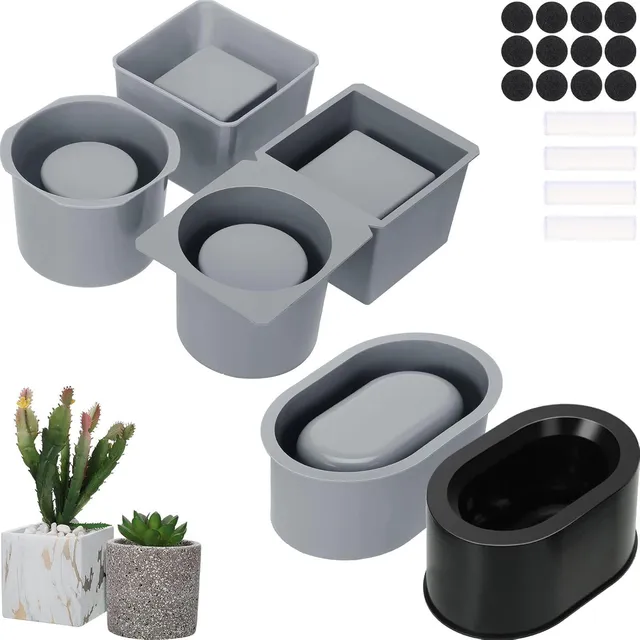 ''moldes De Silicona Para Macetas De Concreto Redondas Y Cua