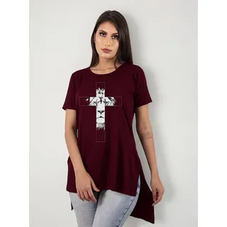 Blusa Camisa Camiseta Long Feminina Estampada Alongada Blusa Camisa Camiseta Long Feminina Estampada Alongada