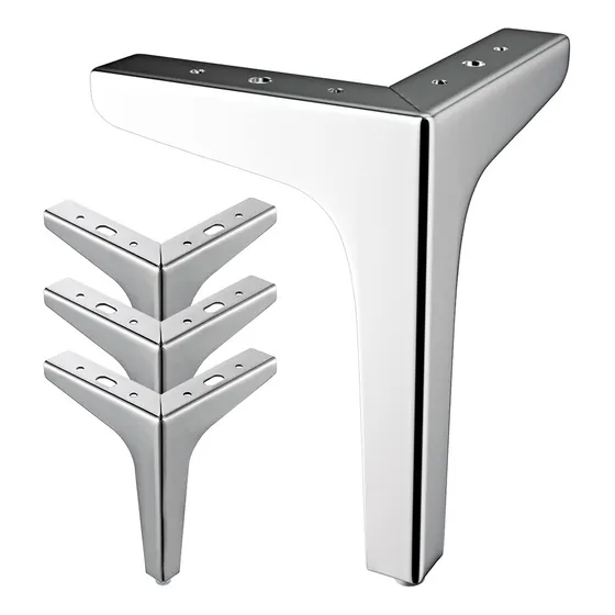 Pata Mueble Sillon L Metal Cromado Antideslizante Pack X 4u.