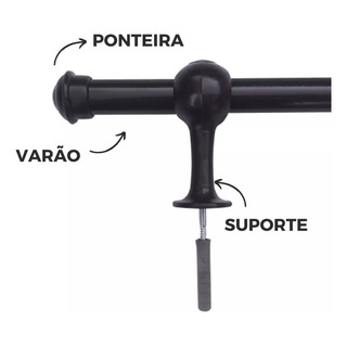 Kit Varão De 4 Metros De 28mm Cortina Varal/suporte E Bastão Kit Varão De 4 Metros De 28mm Cortina Varal/suporte E Bastão