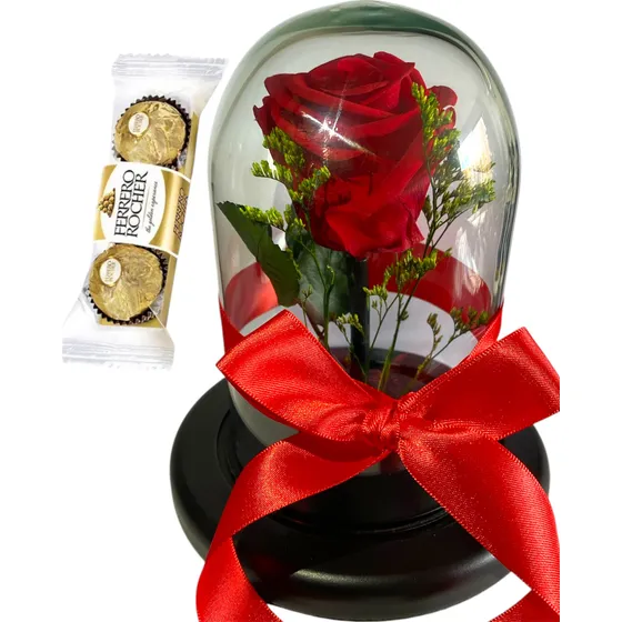 Rosa Preservada Eterna  100 % Naturales + Ferrero + Envio