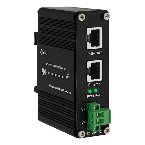 Adaptador Poe Industrial Gigabit 12-24v Montaje Din