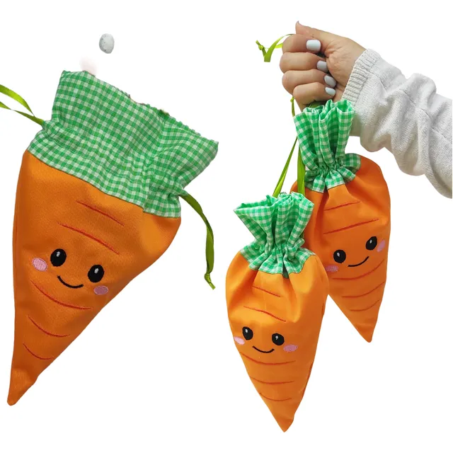 Bolsas De Pascua Zanahoria / Bolsa De Tela 25 X 15 Cms