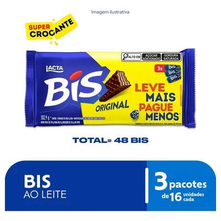 Chocolate Bis Ao Leite - Kit Com 3 Unidades De 100,8g
