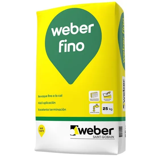 Revoque Fino A La Cal Interior Weber Fino X 25 Kg