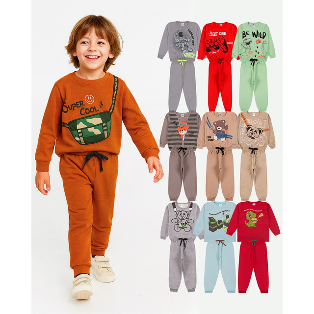 Kit 10 Peças Moletom Peluciado Infantil Menino Inverno Frio