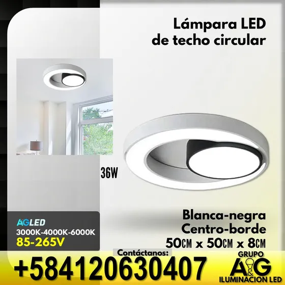 Lamp Led De Techo 36w Circ Centro-b Blanca-gris 85-265v