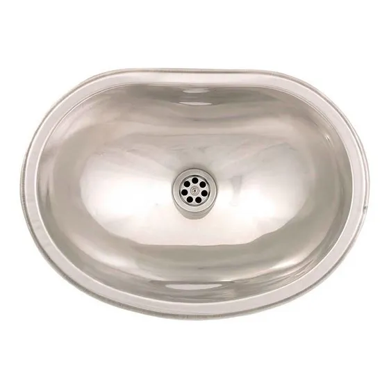 Bacha Ovalada Acero Inoxidable Mi Pileta 458 Lavatorio Baño Color Plateado