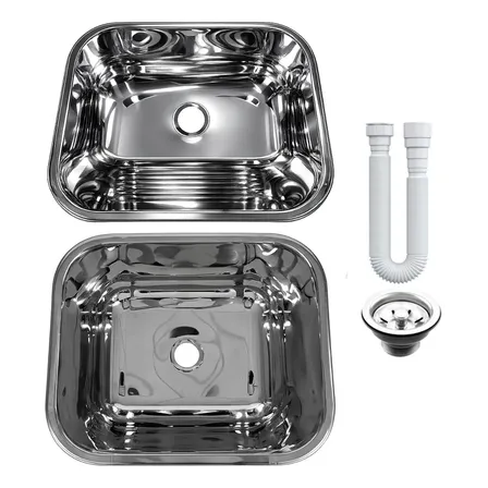 Tanque As Inox 50x40 + Tanque S/esfregador Grande Inox 304 Prateado