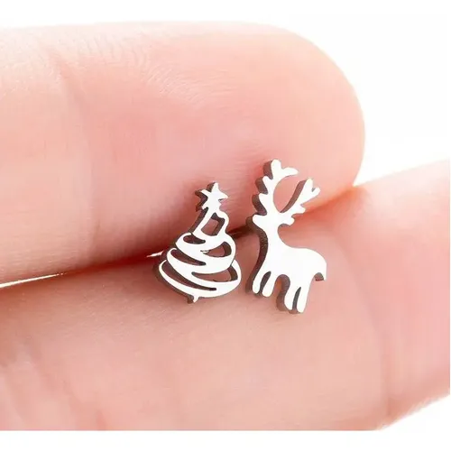 Juego De 4 Pares De Pendientes De Gota Navideños – Cascabeles, Renos, Copos De Nieve Y Árboles, Aleación Ligera Hipoalergénica, Regalo Para Mujer