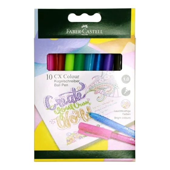 Lápiz Pasta Faber Castell Set 10 Unds. Tinta 10 Colores Exterior 10 Colores
