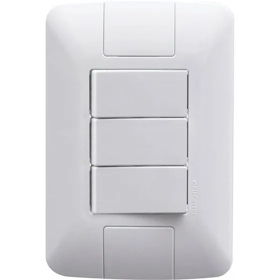 Interruptor Simples Triplo Com Placa Tramontina Aria Cor Branco