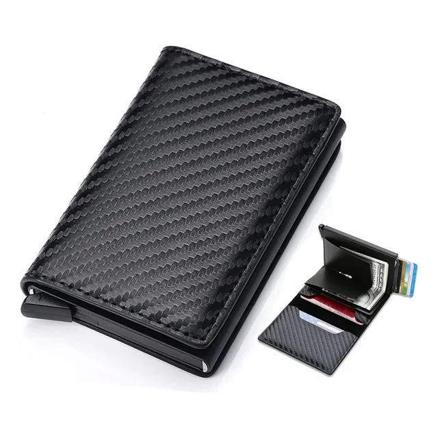 Billetera Tarjetero De Aluminio Cuero Unisex Anti Clonación