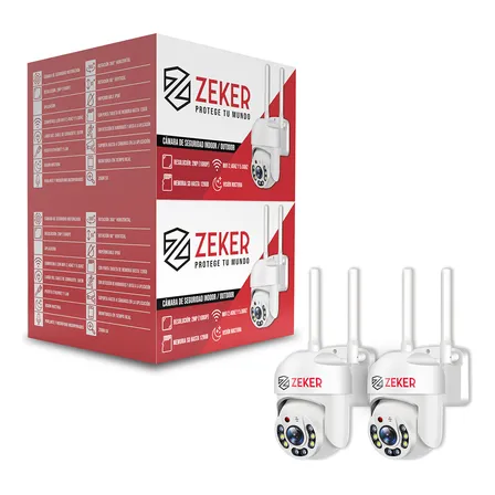 Pack X2 Cámara De Seguridad Wifi Impermeable Zeker 2mp 5g Color Blanco