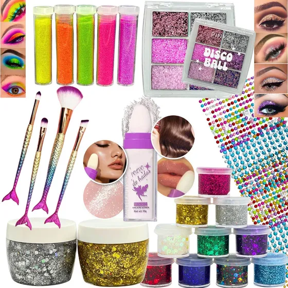 Party Box Bar Glitter Gel Escamas Strass Premium Brillo