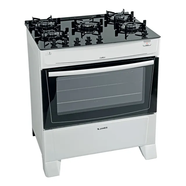 Cocina 5 Hornallas Gas James C 695 V Blanca Mesa Vidrio
