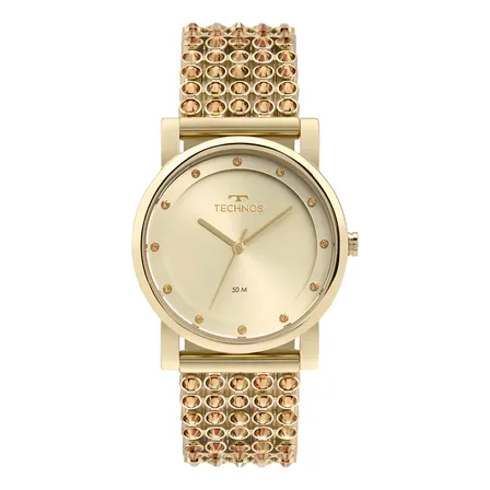 Relógio Feminino Technos Crystal Dourado com Cristais Austriacos