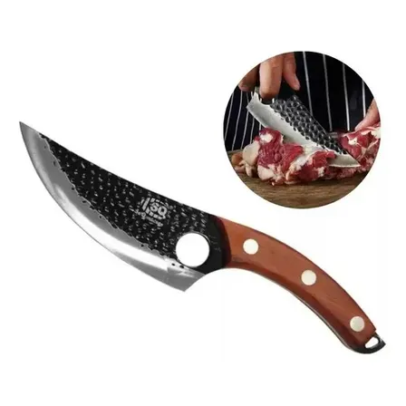 Faca Artesanal Para Carne Peixe Caça Pesca Camping Militar Cor Preto