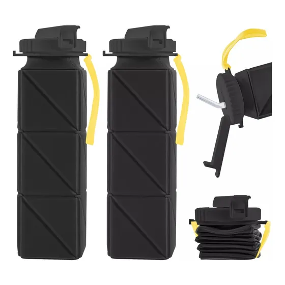 2pz Vaso Botella Agua Plegable Silicon Viaje Oficina Fitness