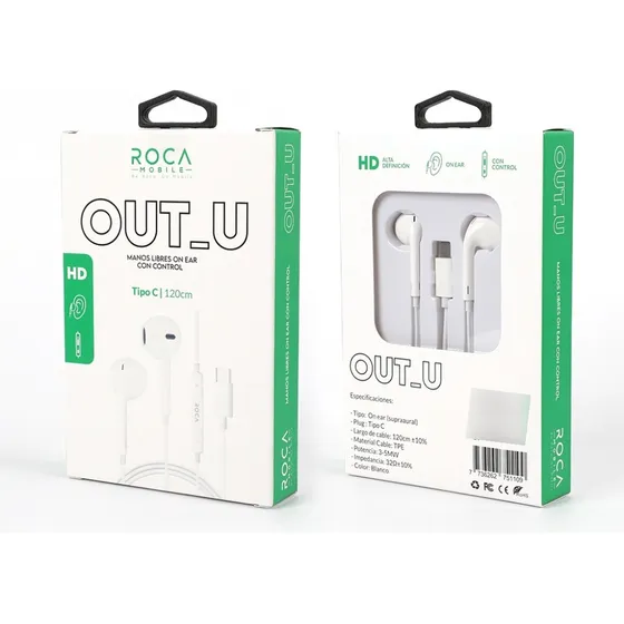 Auriculares Manos Libres Stereo Roca Usb C Color Blanco