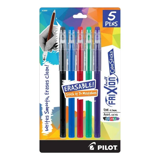 Pilot Frixion Colorsticks Erasable Gel Ink Stick Pens, Fine
