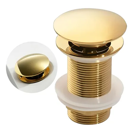 Válvula Click Dourada Aço Inox Cuba Pia Banheiro Lavabo Ralo
