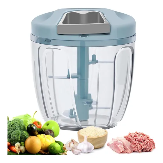 Picadora Filoshark 900ml - Triturador Cortador Vegetales Manual Color Celeste