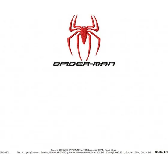 Matriz Bordado Znb6648 Homem Aranha
