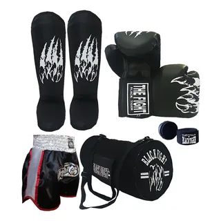 Kit Muay Thai Luva+bandagem+caneleira+short+bolsa Kit Muay Thai Luva+bandagem+caneleira+short+bolsa