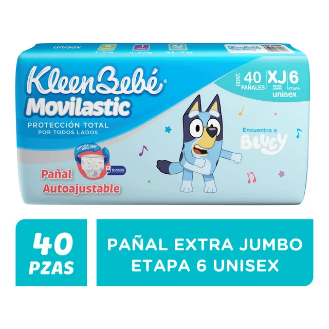 Pañales KleenBebé Movilastic Etapa 6 Unisex 40 Piezas
