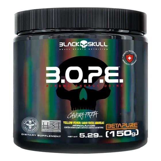 Pré Treino Bope Betapure 150g - Black Skull Sabor Frutas amarelas