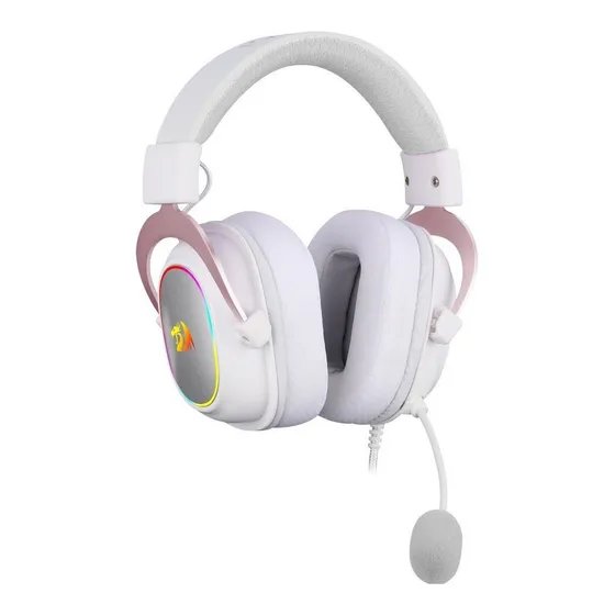 Fone de ouvido over-ear gamer Redragon Gamer Zeus X H510-RGB branco com luz LED