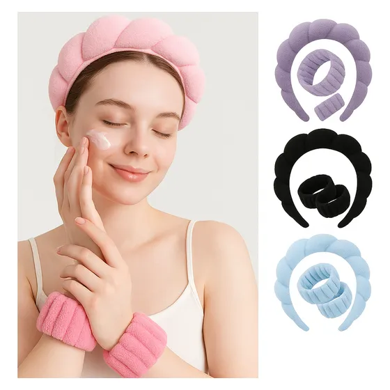 Set Diadema + Muñequeras. Cintillo Para Skincare.