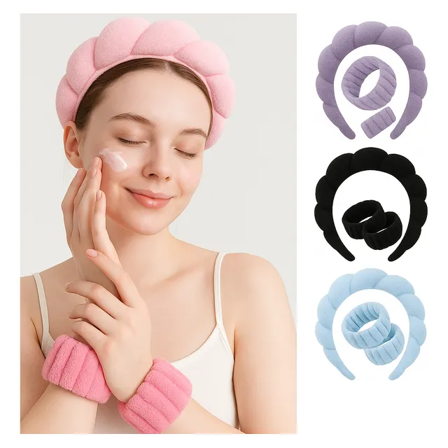Set Diadema + Muñequeras. Cintillo Para Skincare.