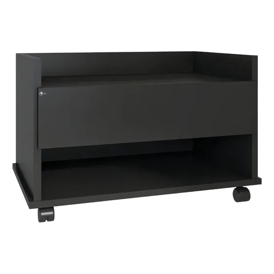 Gabinete Mesa De Chão C/ Rodinhas Gaveteiro Preto Toalha Cor Do Móvel Preto